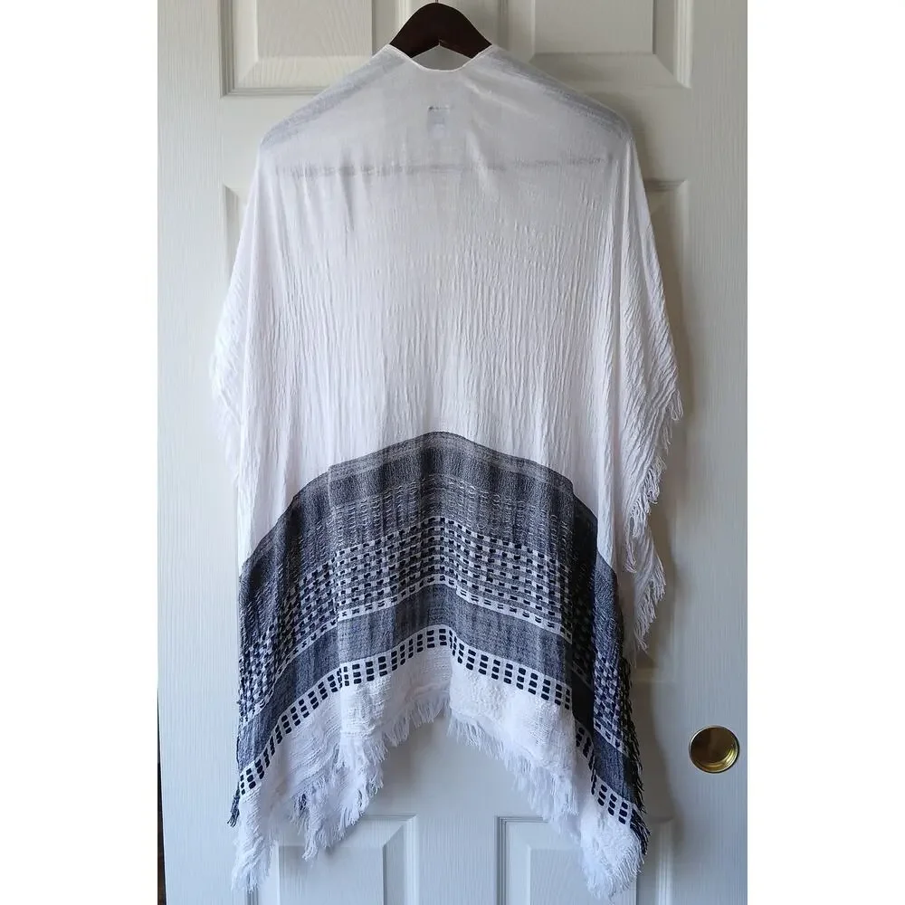 Echo Lightweight Gauze Caftan Shawl OSFA rayon cotton woven poncho scarf wrap